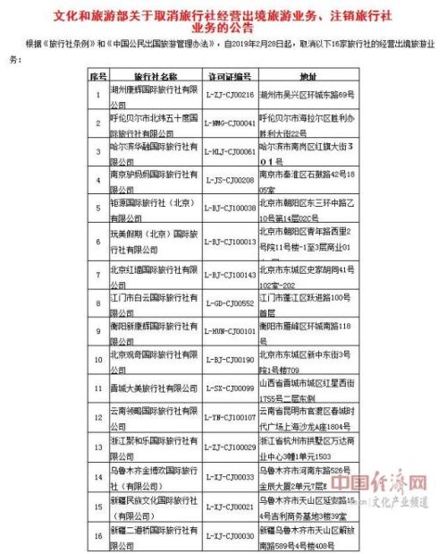 16家旅行社被取消出境旅游业务 原因、相关规定及详细名单